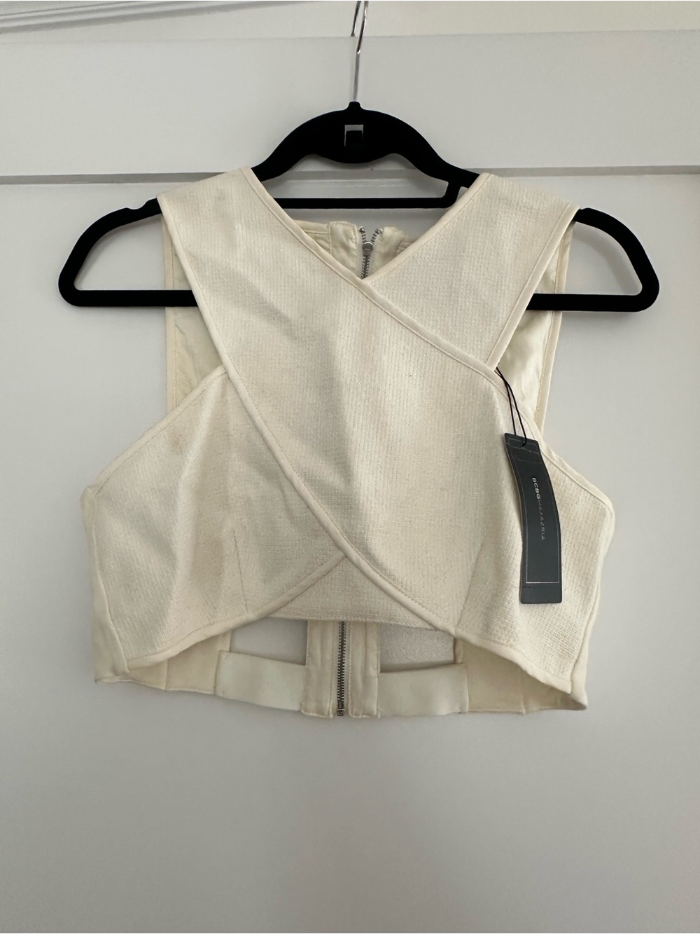 BCBGMaxAzria Ivory Wrap Crop Top